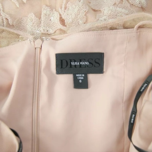 ❌SOLD❌DRESS by Vera Wang Nude Lace Sequins Dress 6 - Picture 5 of 6